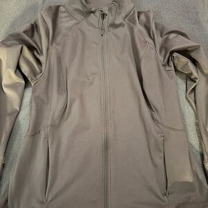 Gray Lightweight Shirt Jacket with Stand-Up Collar